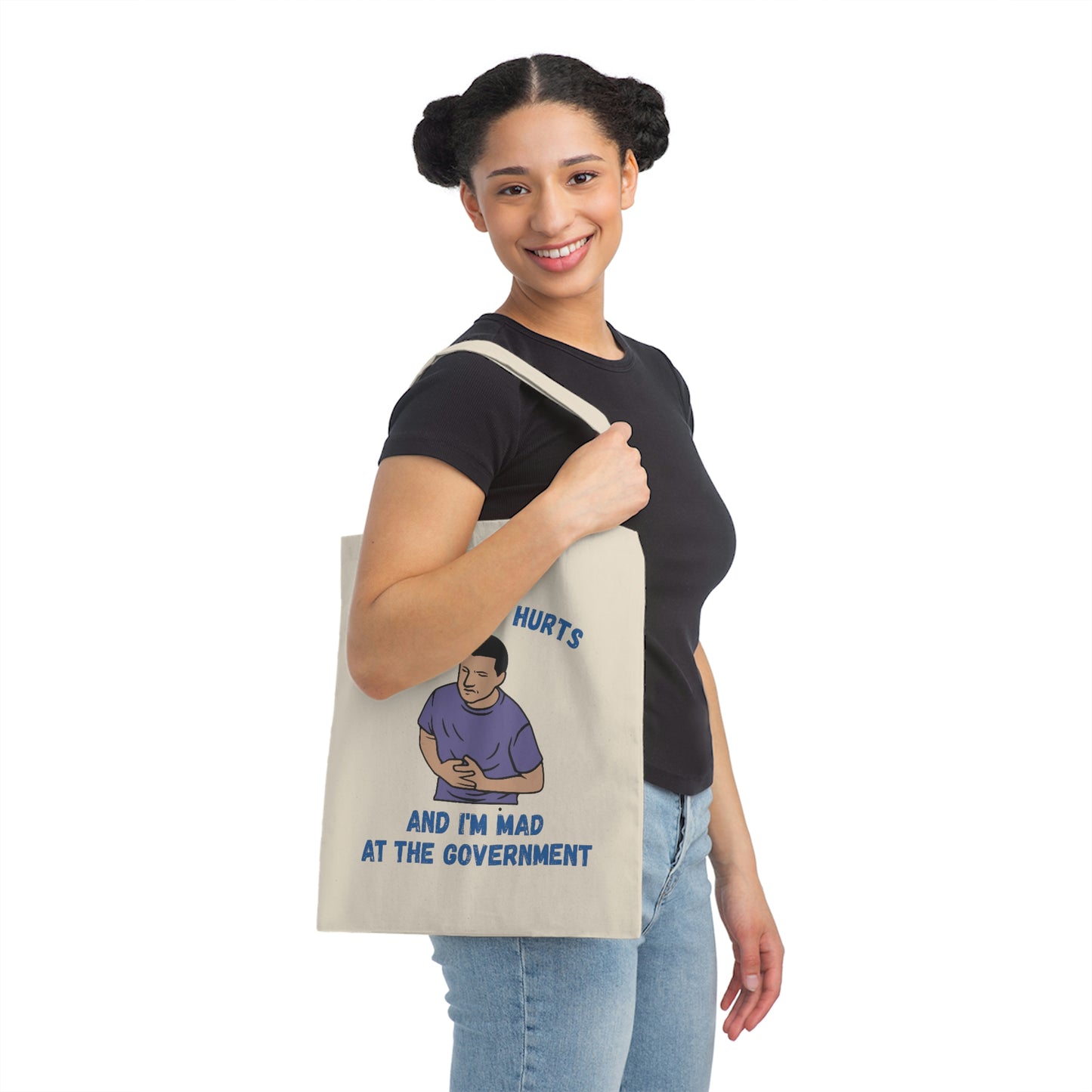 My Tummy and Im Mad at the Government Funny Eco-Friendly Meme Tote Bag