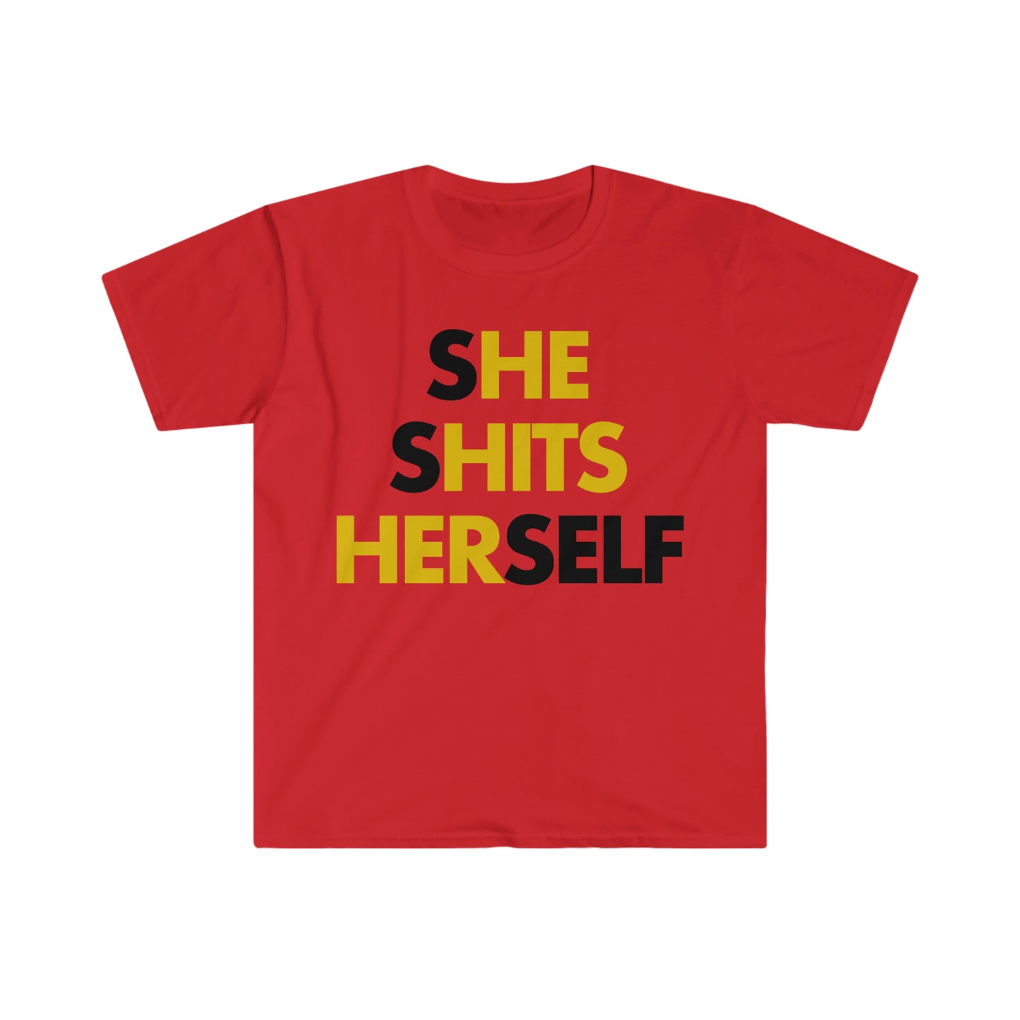 She Shits Herself / He Hits Her Hidden Message Funny Meme T Shirt