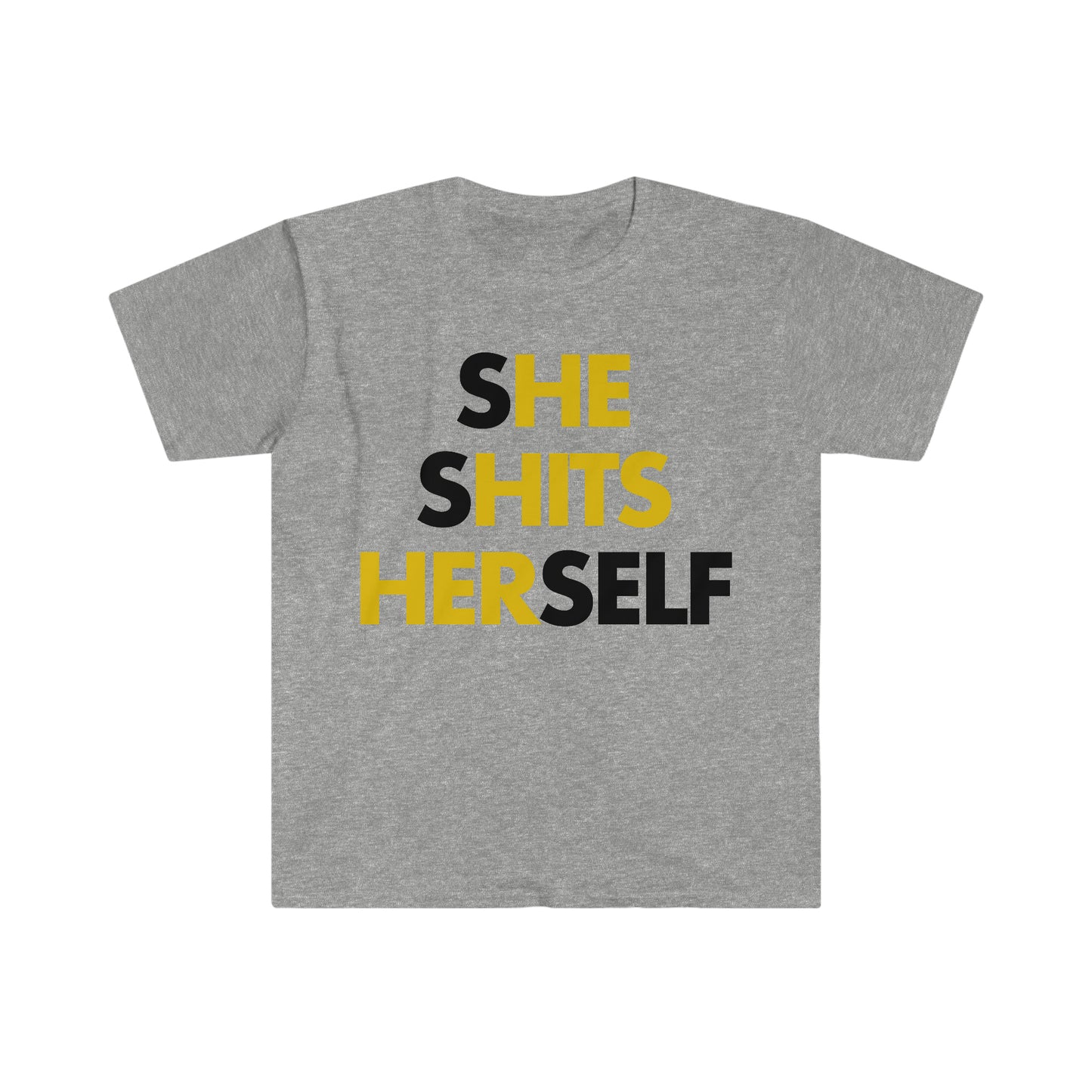 She Shits Herself / He Hits Her Hidden Message Funny Meme T Shirt