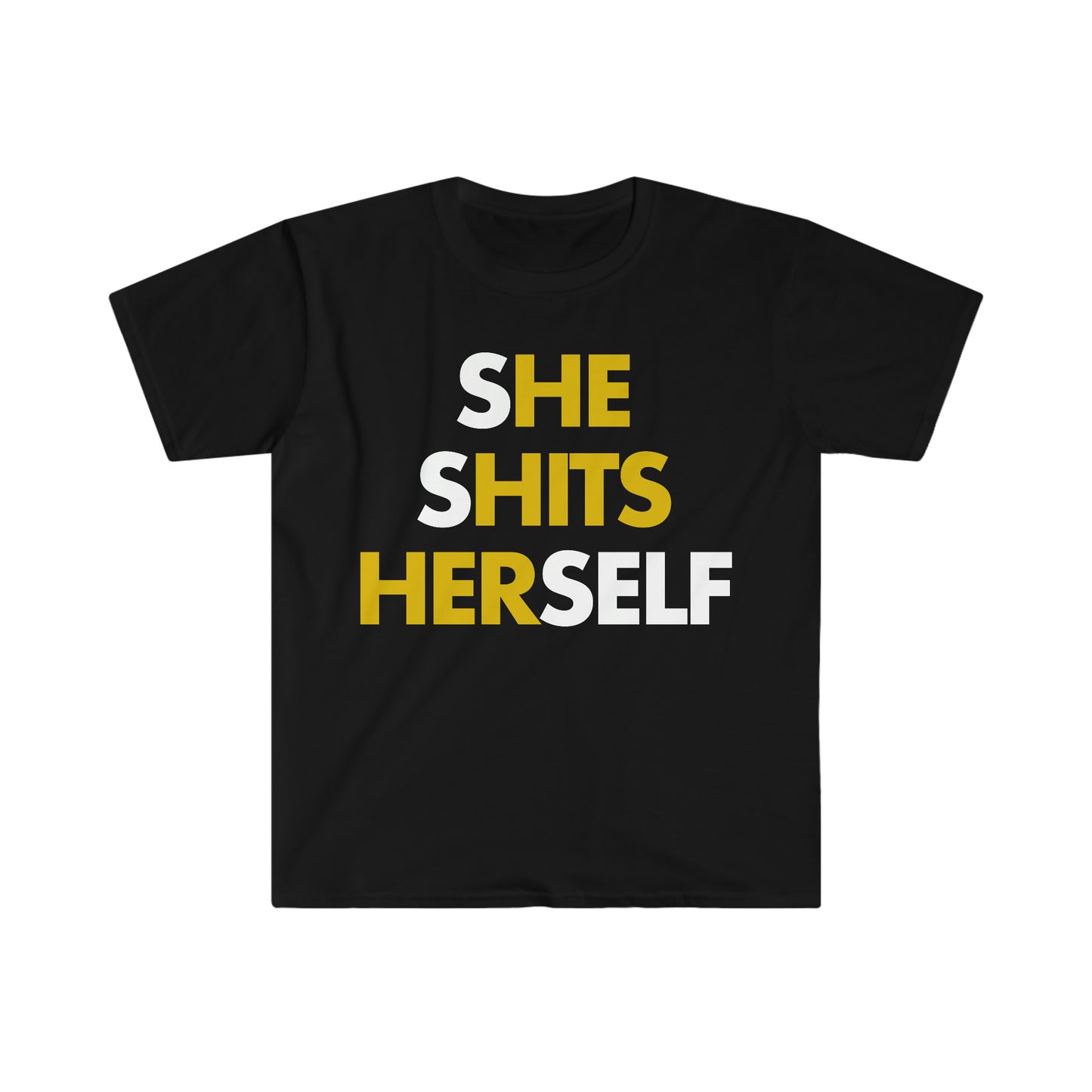 She Shits Herself / He Hits Her Hidden Message Funny Meme T Shirt