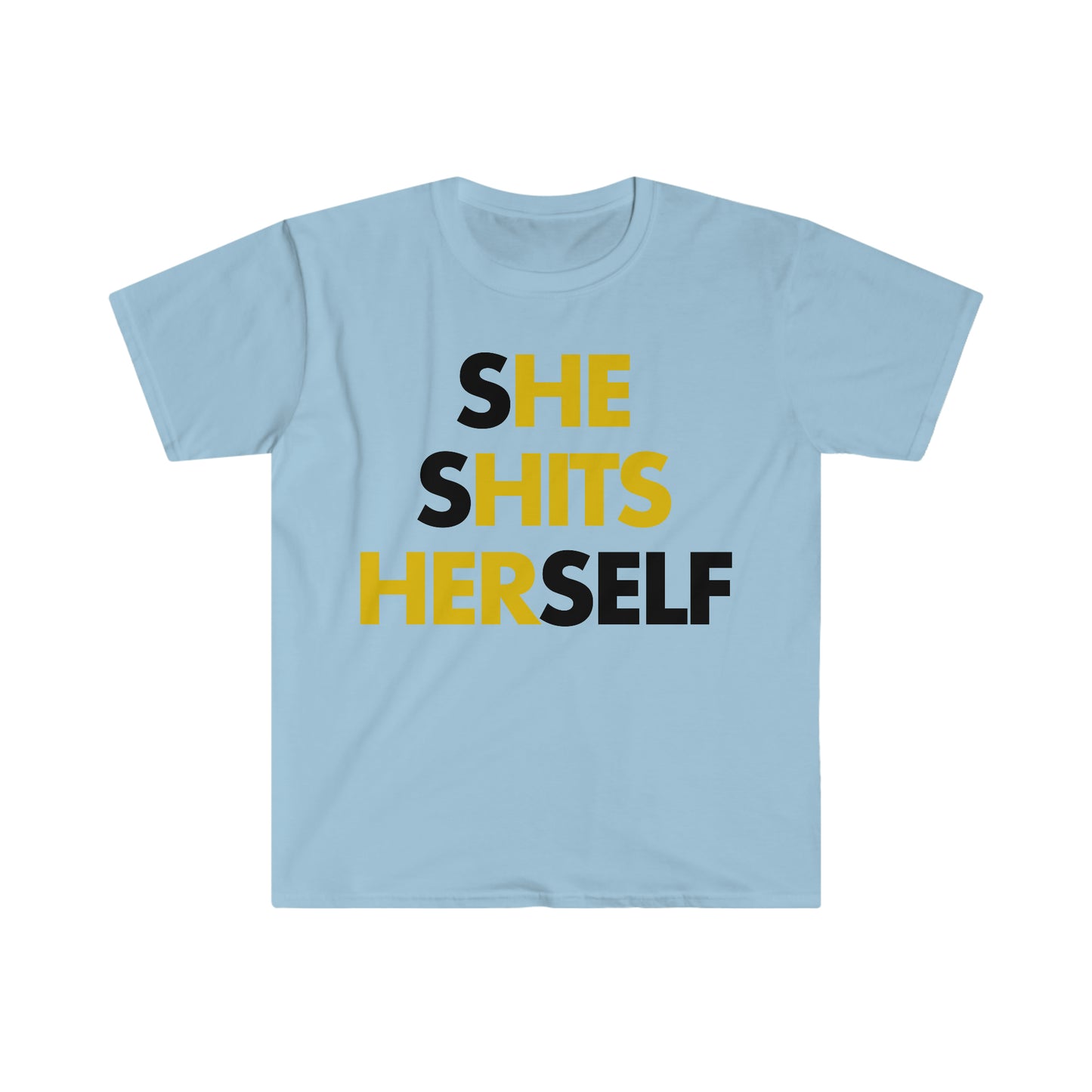 She Shits Herself / He Hits Her Hidden Message Funny Meme T Shirt