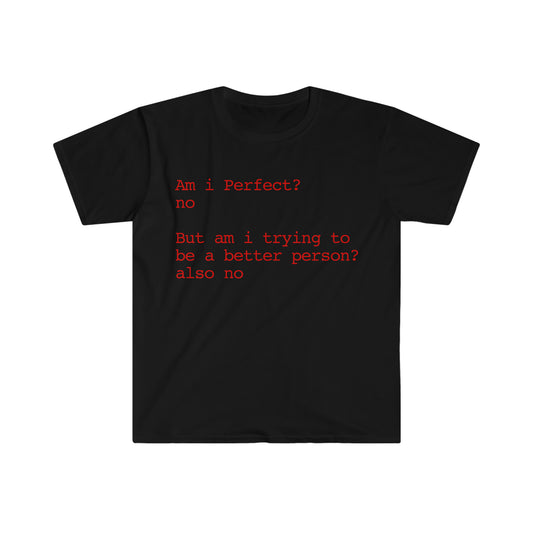 Am i Perfect? no But am i trying to be a better person? also no Funny Meme T Shirt